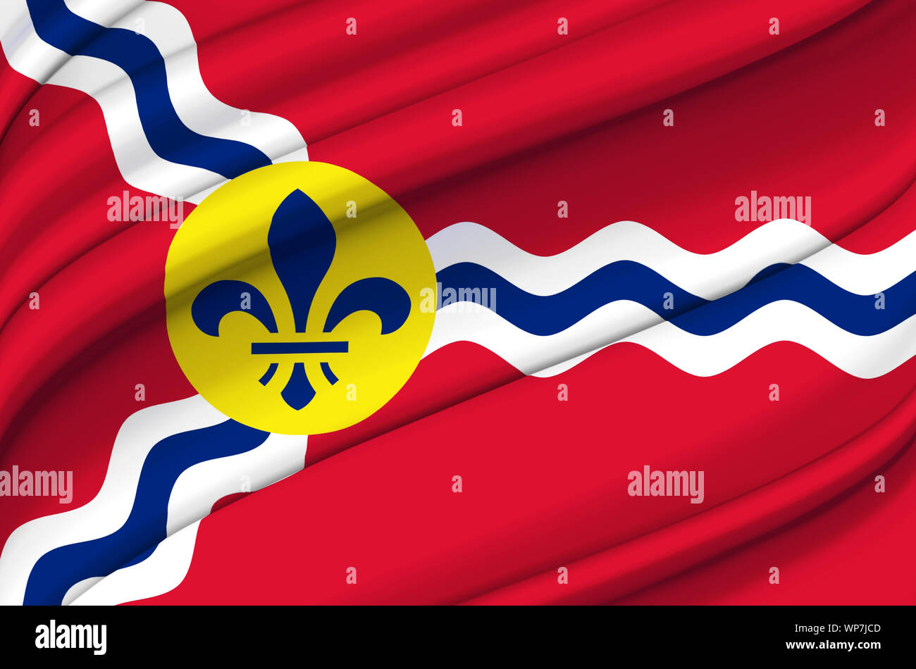 St. Louis Missouri waving flag illustration. Regions and Cities of the ...