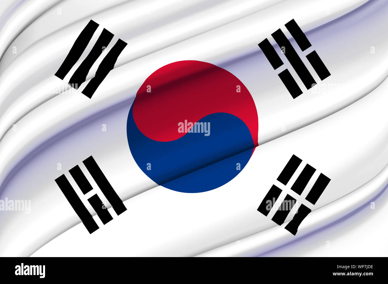 South Korea waving flag illustration. Countries of Asia. Perfect for background and texture usage. Stock Photo