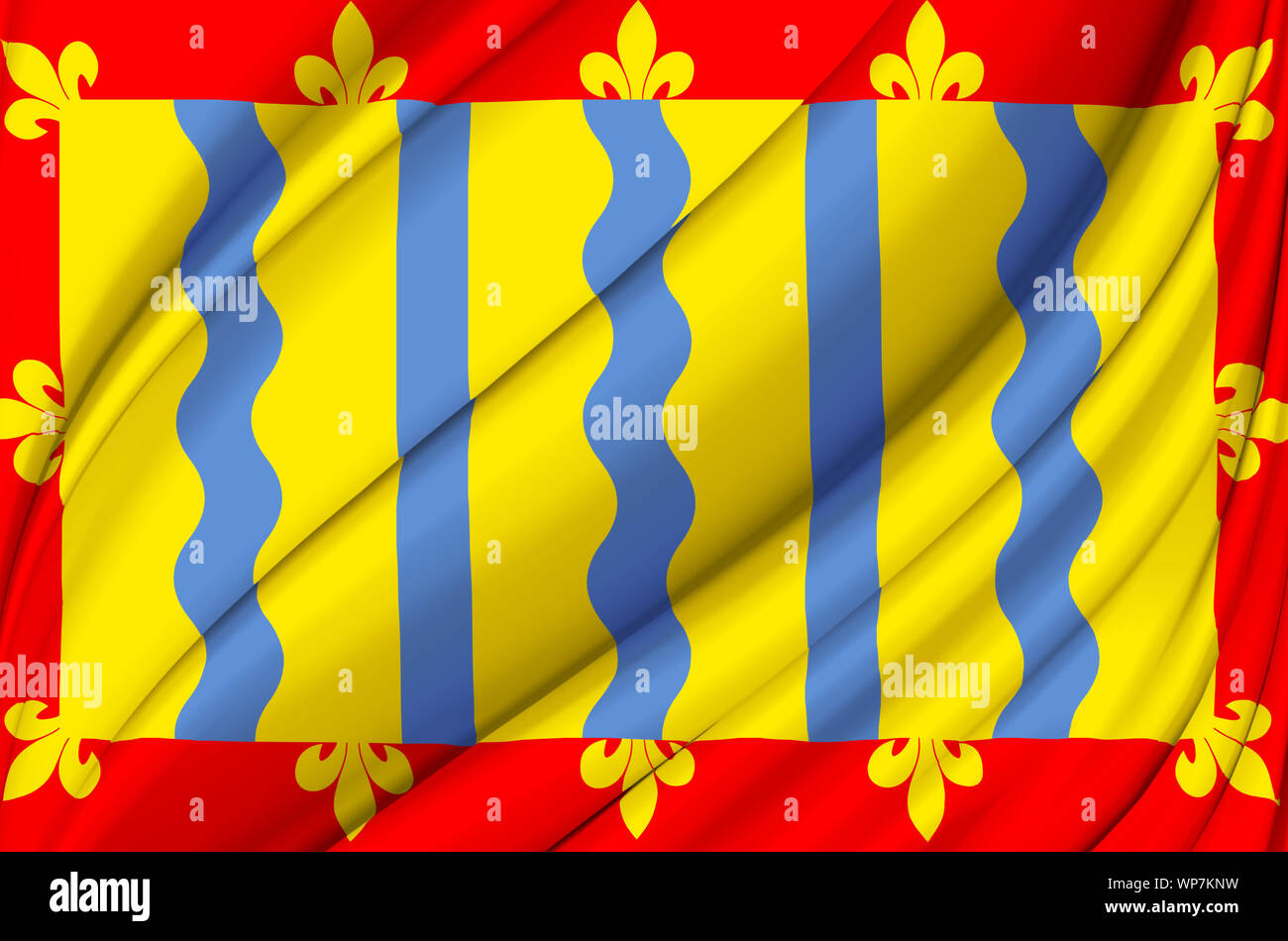 Cambridgeshire waving flag illustration. Regions of England and United Kingdom. Perfect for ...