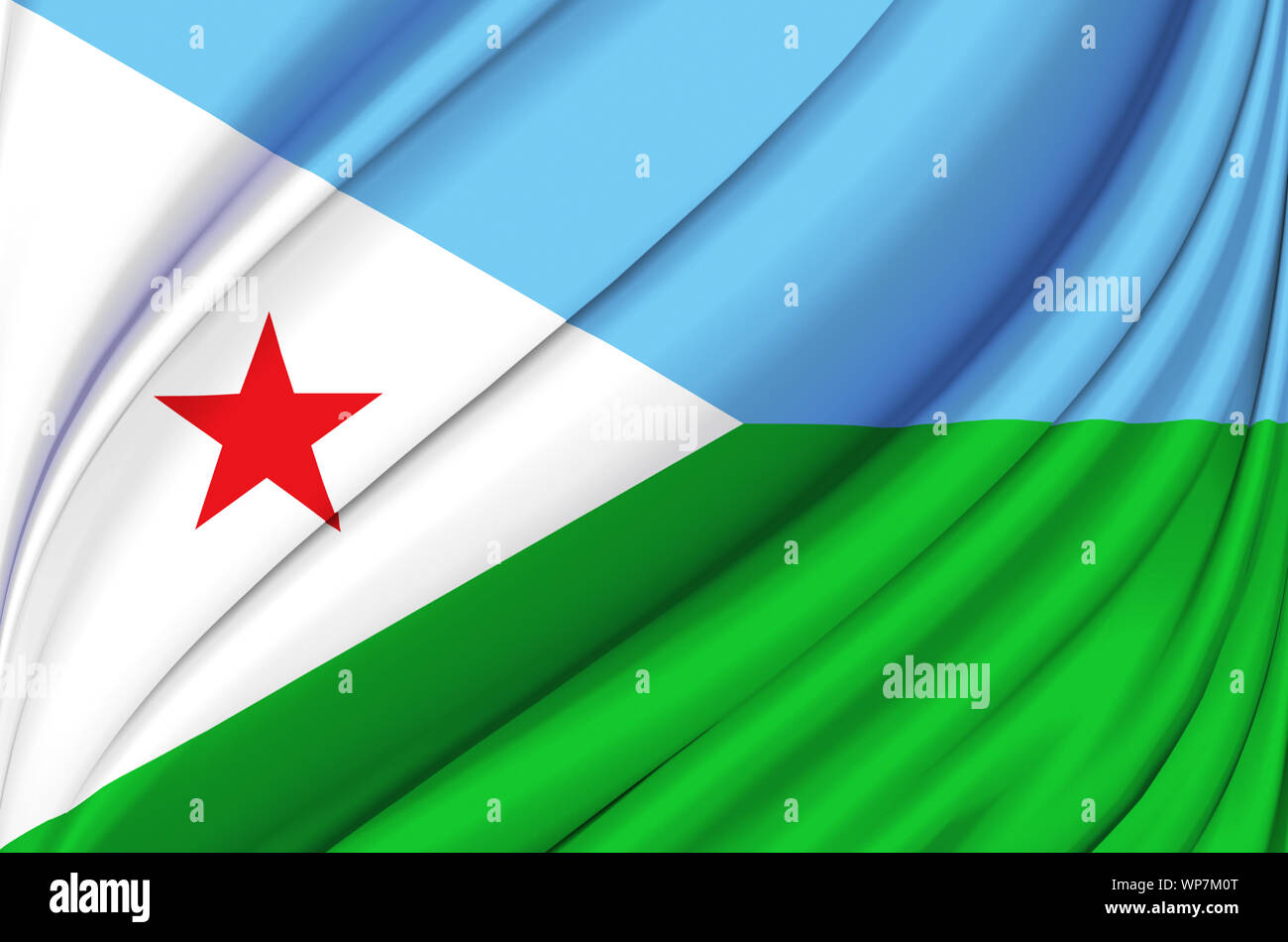 Djibouti waving flag illustration. Countries of Africa. Perfect for background and texture usage. Stock Photo