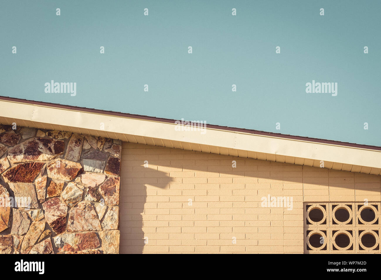 Analogue photograph of a 60s architectural detail of an apartment complex in Sun City, Arizona. Stock Photo