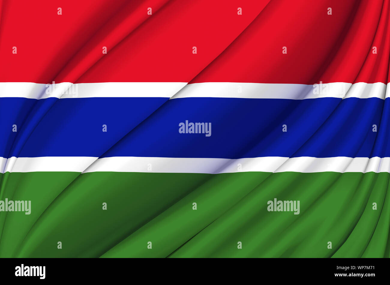 Gambia waving flag illustration. Countries of Africa. Perfect for background and texture usage. Stock Photo