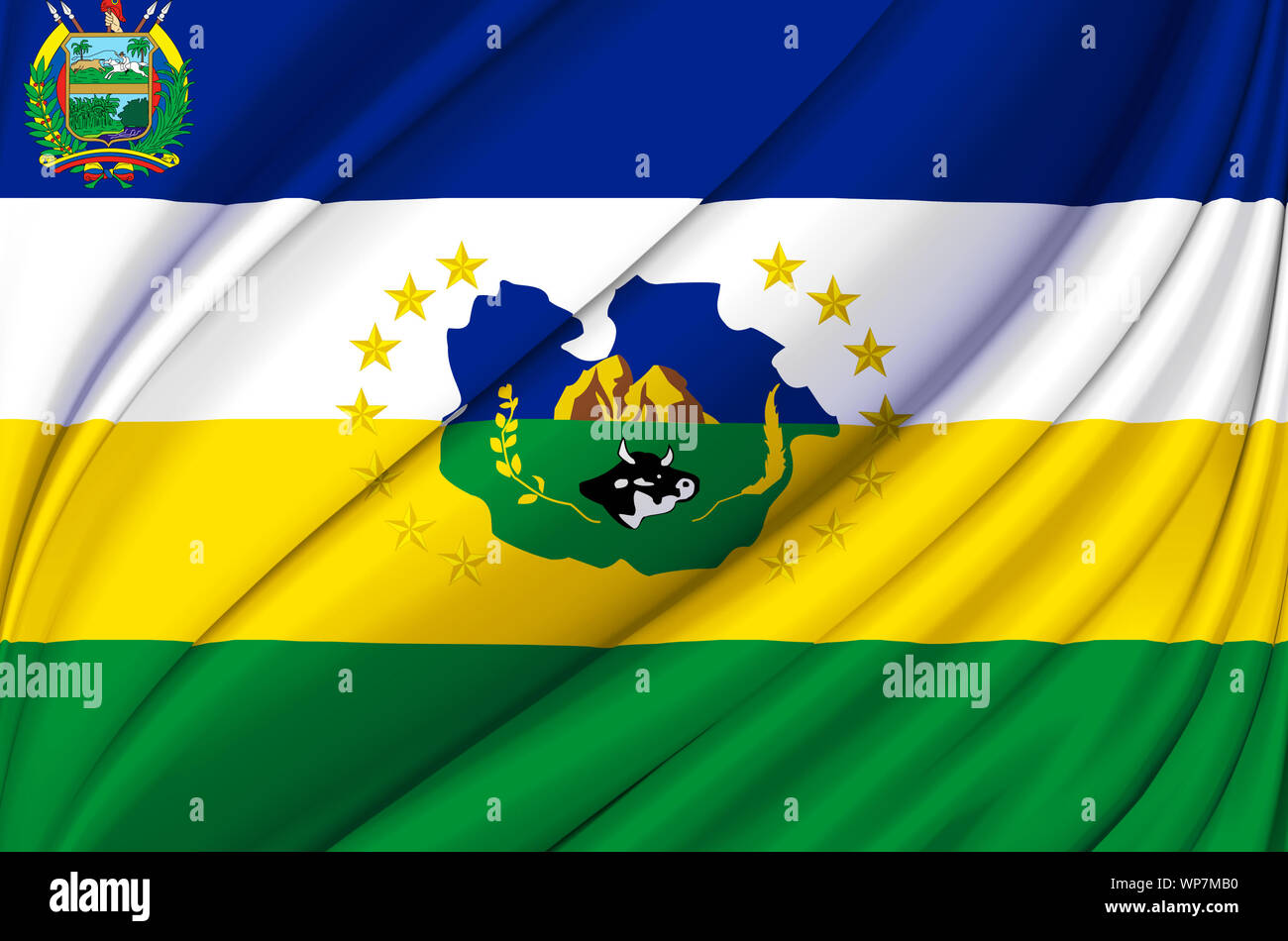 Guarico waving flag illustration. Regions of Venezuela. Perfect for background and texture usage. Stock Photo
