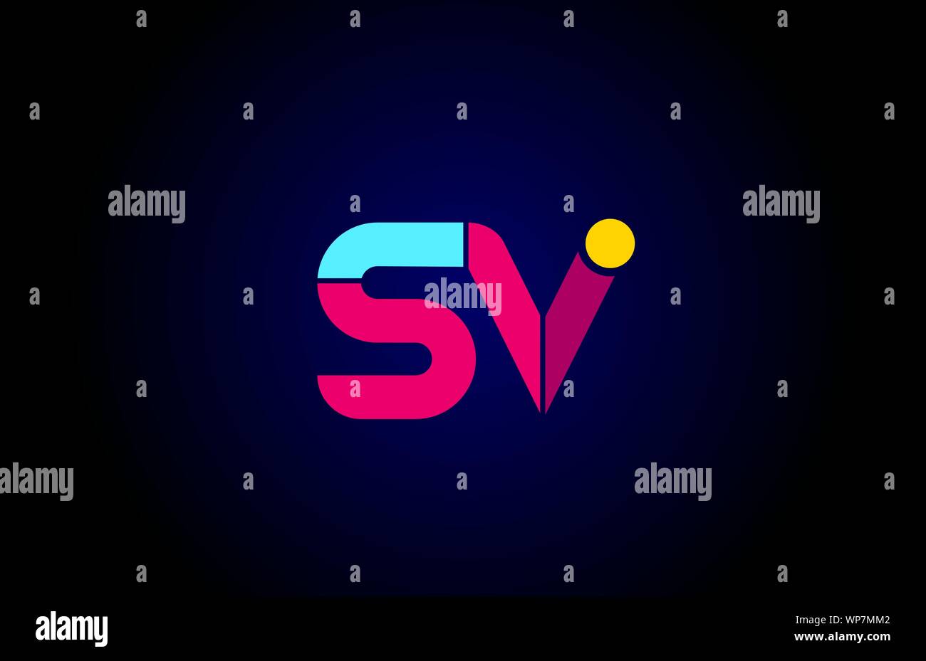 pink blue alphabet letter SV S V combination for company logo. Suitable ...