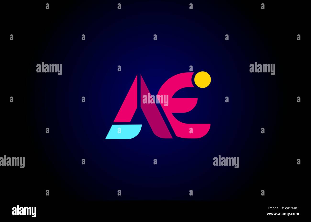pink blue alphabet letter AE A E combination for company logo. Suitable ...