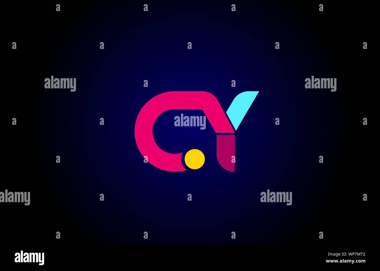 pink blue alphabet letter CY C Y combination for company logo. Suitable as logotype design for a business Stock Vector