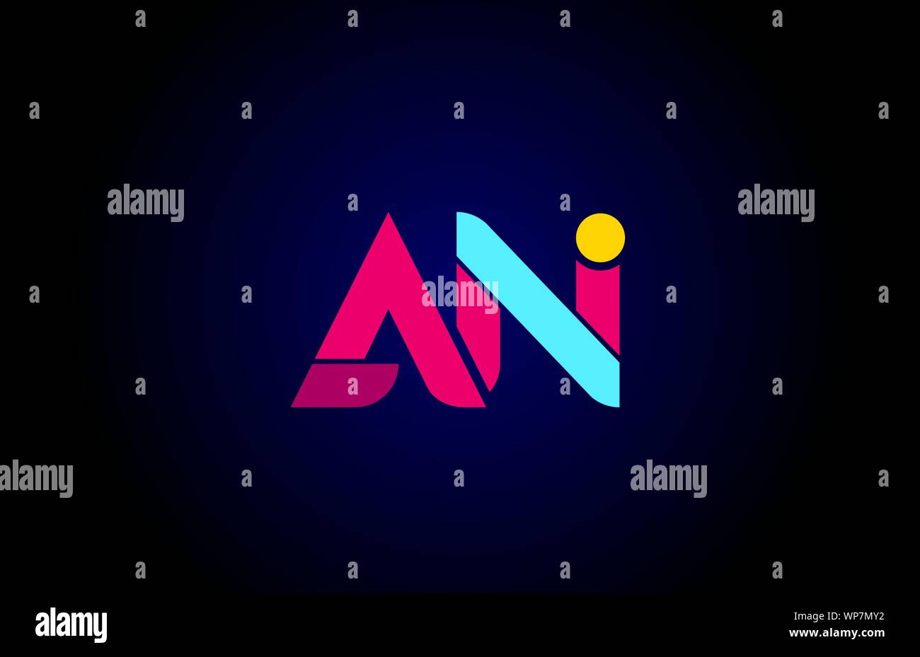 pink blue alphabet letter AN A N combination for company logo. Suitable ...
