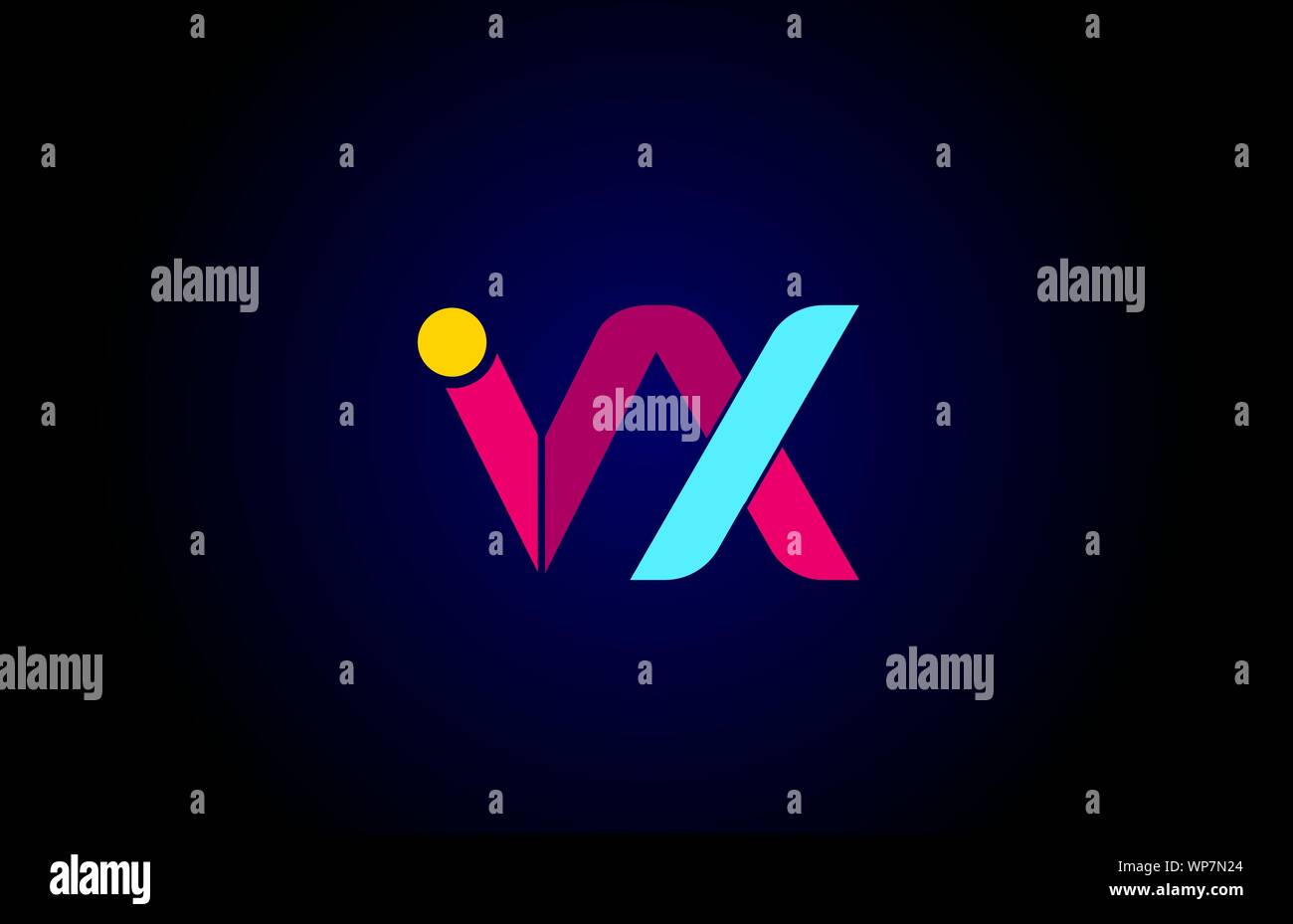 pink blue alphabet letter VX V X combination for company logo. Suitable ...