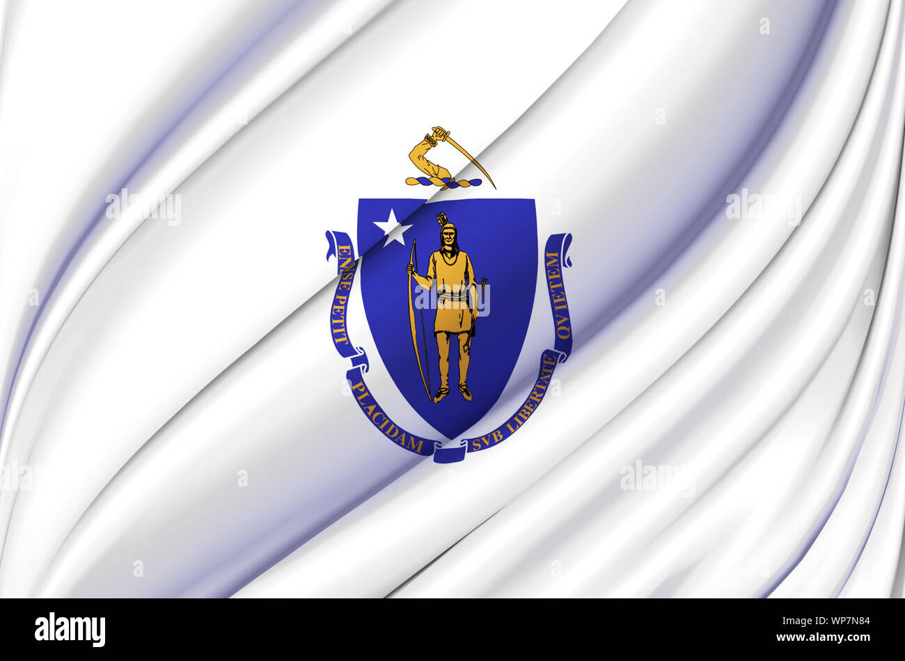 Massachusetts waving flag illustration. US states. Perfect for ...