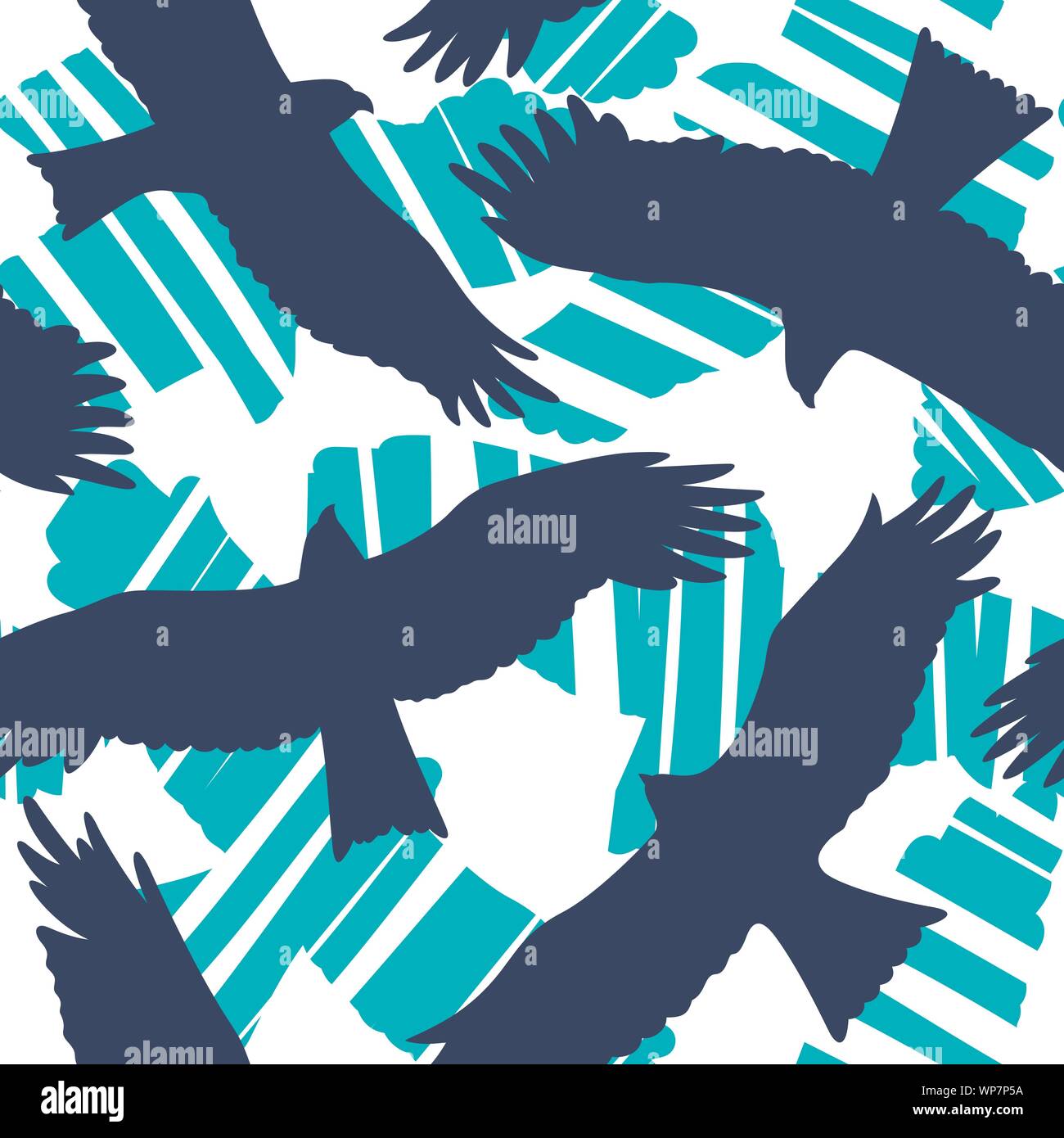 Seamless pattern with flying eagles. Abstract vector background Stock Vector