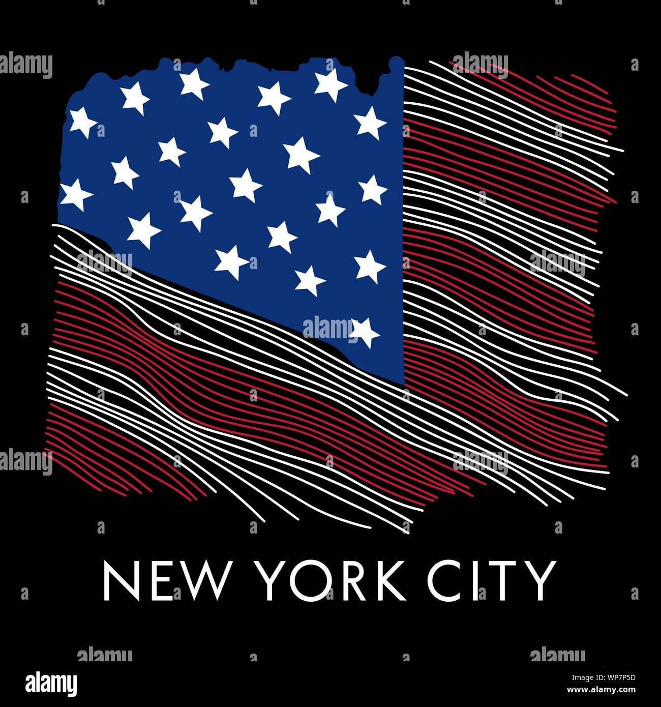 USA flag New York typography for t-shirt design. Vector illustration with grunge texture Stock Vector