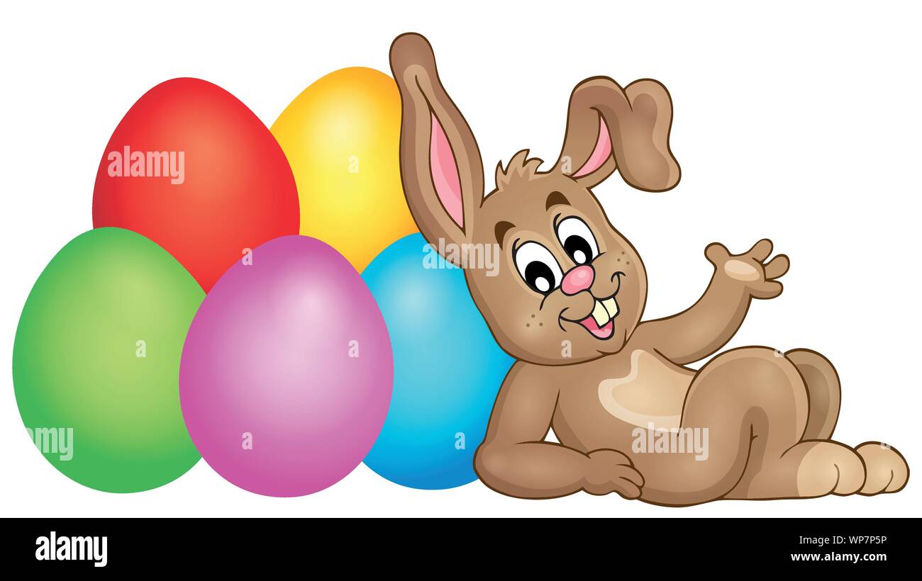 Easter image with cute bunny theme 2 Stock Vector