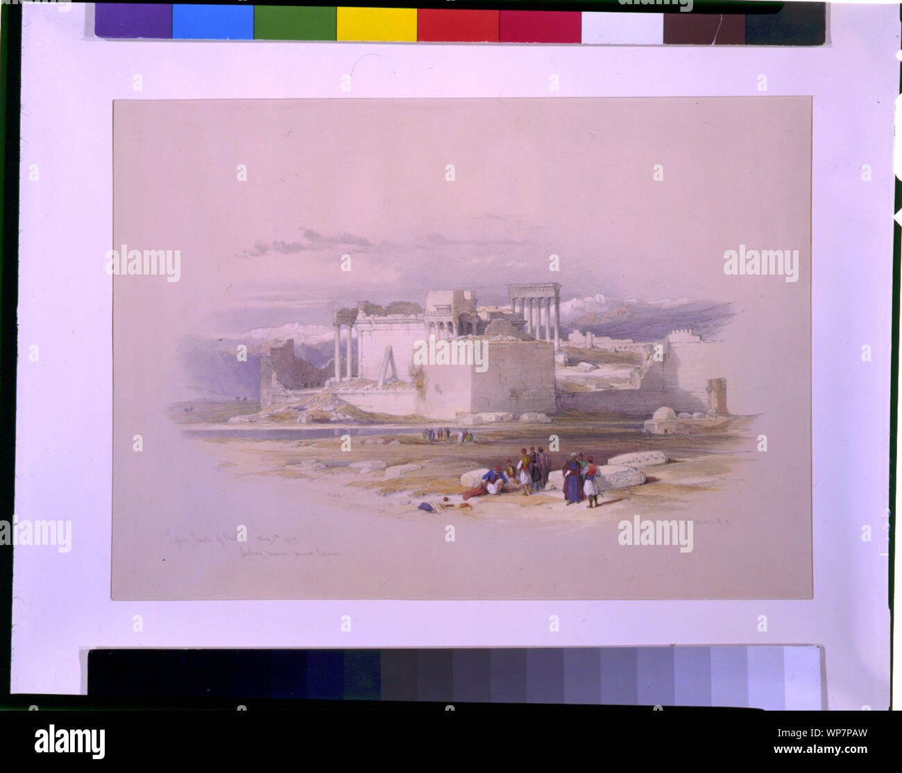 Lesser temple of Baalbec May 5th 1839 looking towards Mount Lebanon