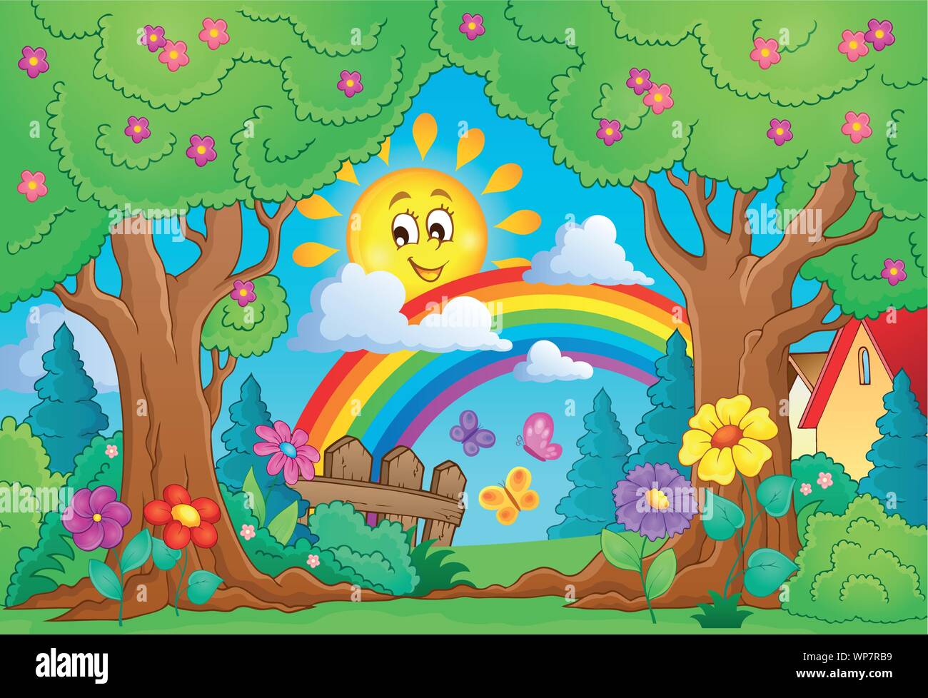 Spring theme with rainbow Stock Vector Image & Art - Alamy