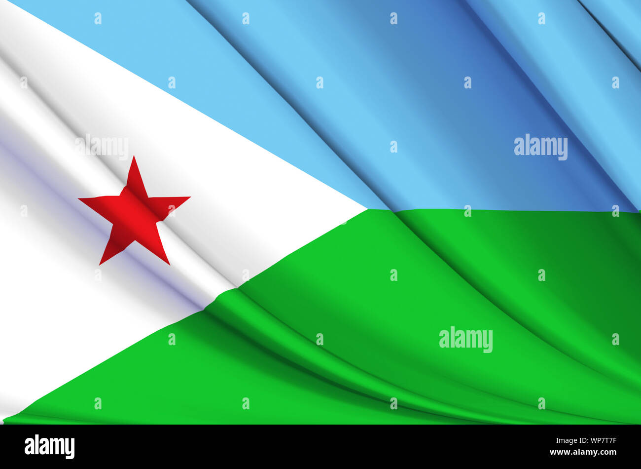 Djibouti waving flag illustration. Countries of Africa. Perfect for background and texture usage. Stock Photo