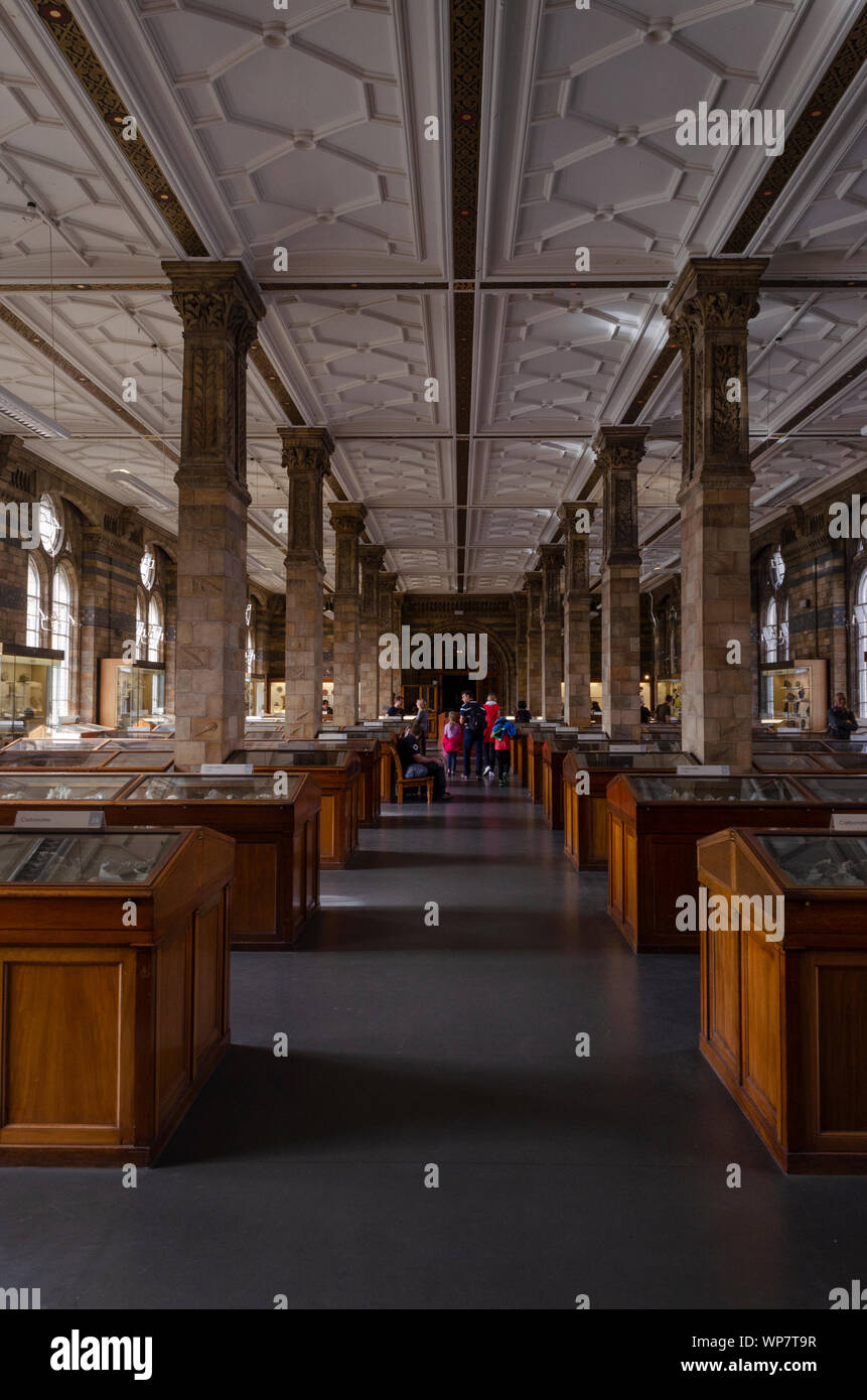 Rock and gem section at Natural History Museum, London. Stock Photo