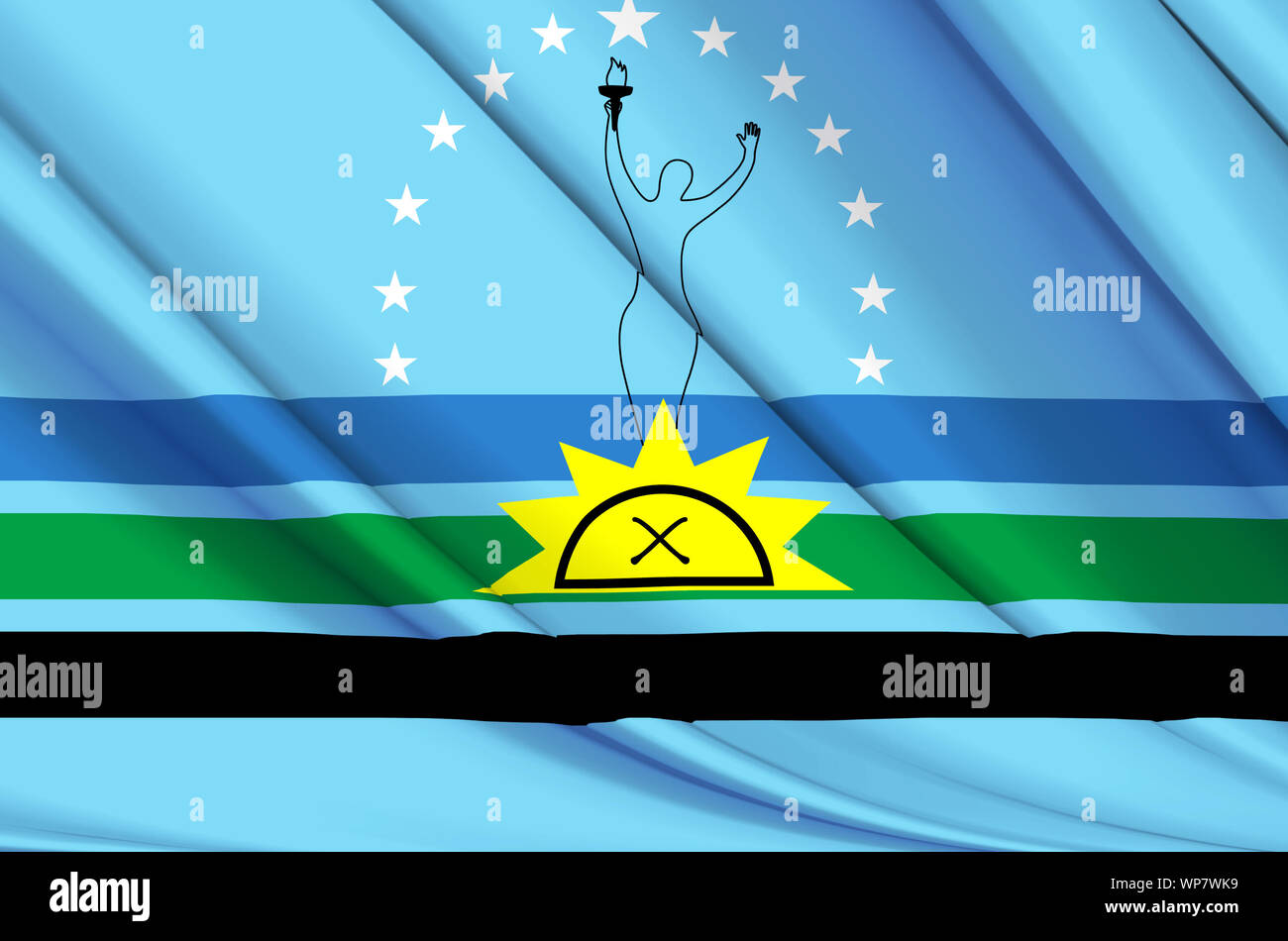 Monagas waving flag illustration. Regions of Venezuela. Perfect for background and texture usage. Stock Photo