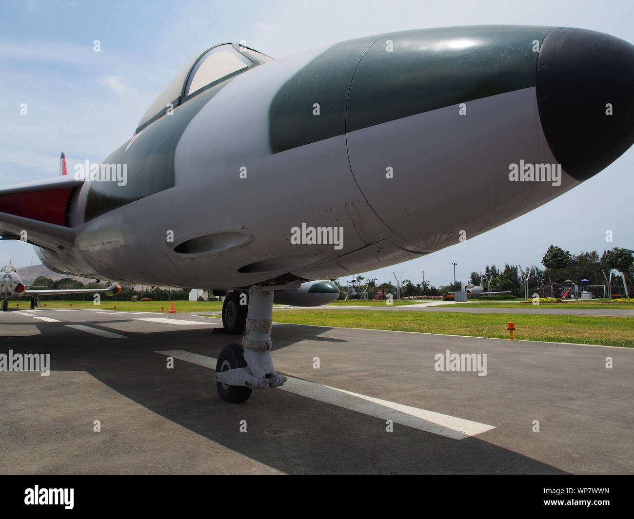 Front view of the Hawker Hunter jet fighter aircraft from the ...