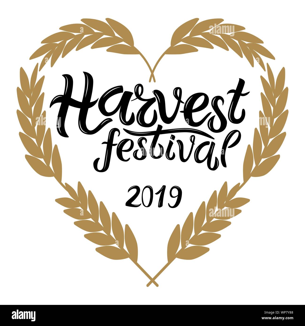 Ydmyge paraply Gendanne Vector illustration of Harvest festival 2019 text decorated with heart made  of wheat. Hand drawn lettering for harvest festival. Isolated autumn card  Stock Vector Image & Art - Alamy