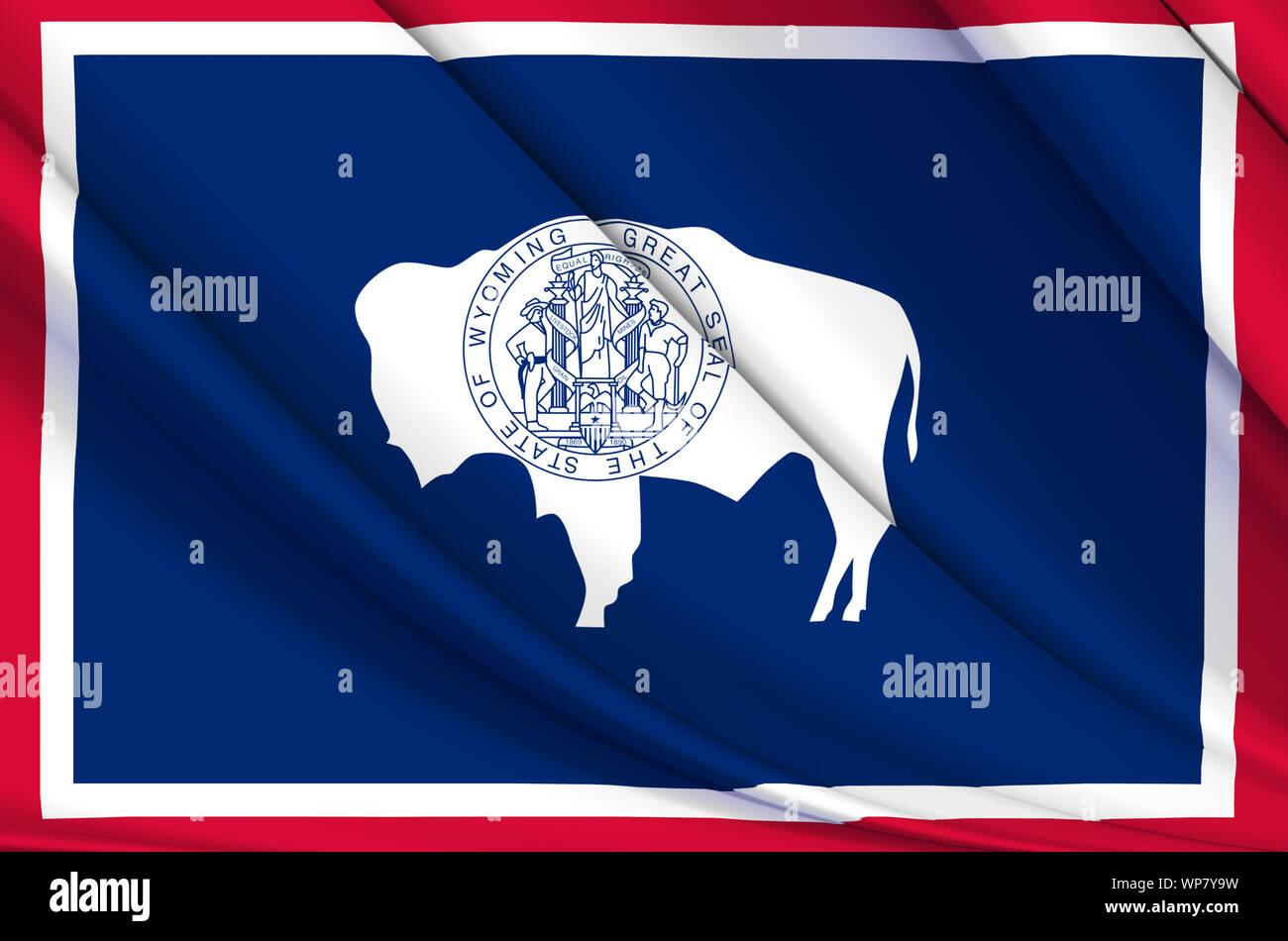 Wyoming waving flag illustration. US states. Perfect for background and texture usage. Stock Photo