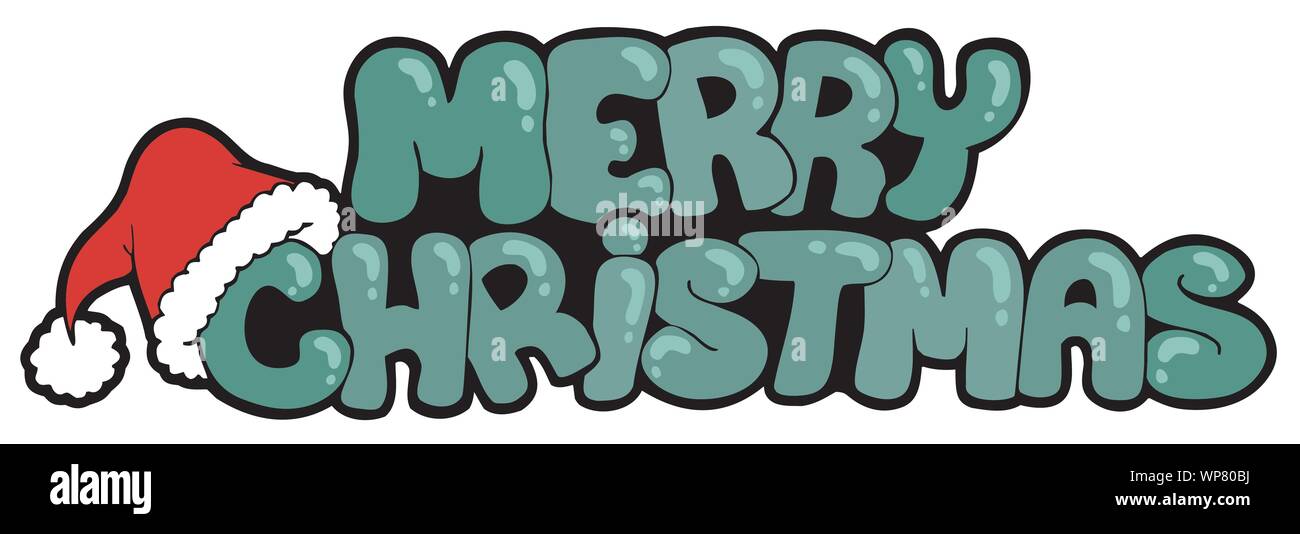 Merry Christmas sign with hat Stock Vector Image &amp; Art - Alamy