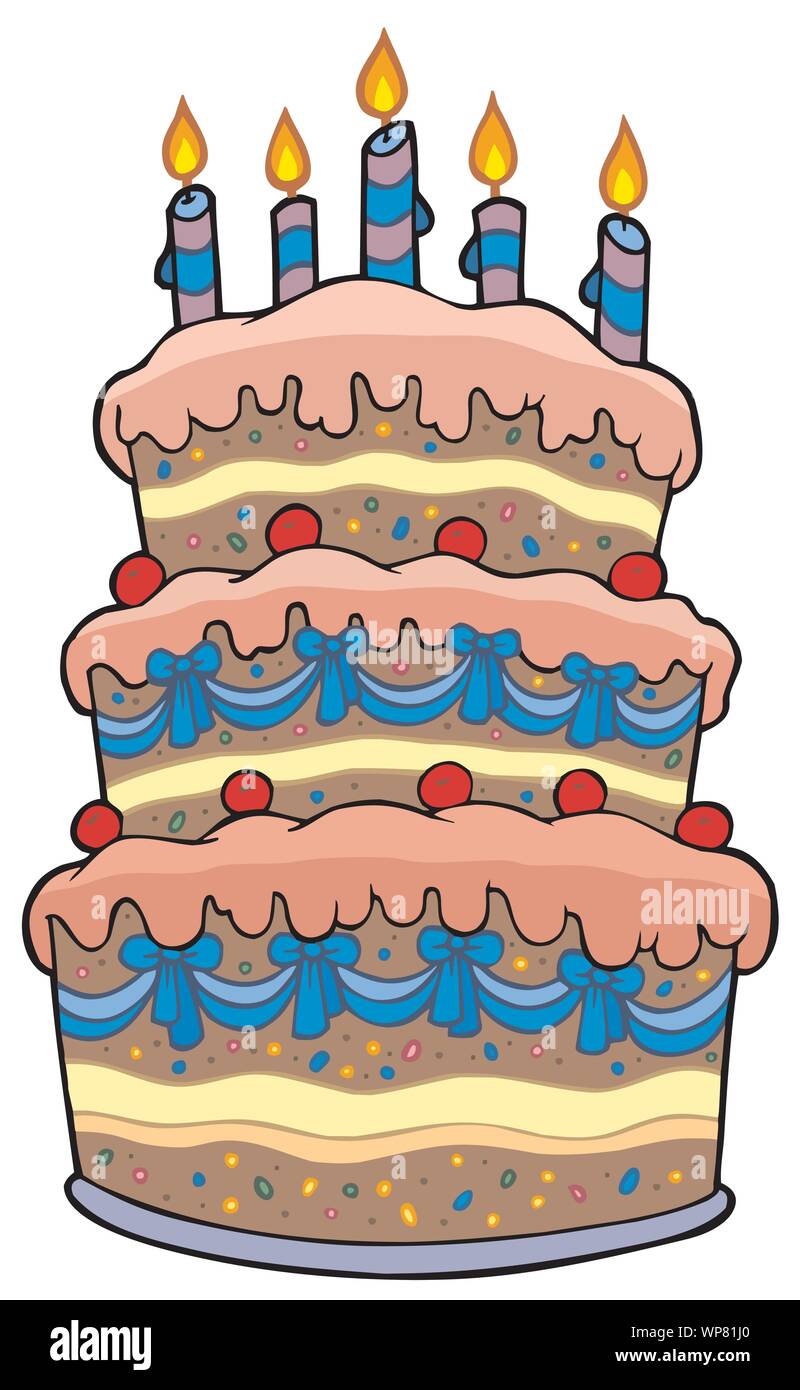 Big cartoon cake with candles Stock Vector Image & Art - Alamy