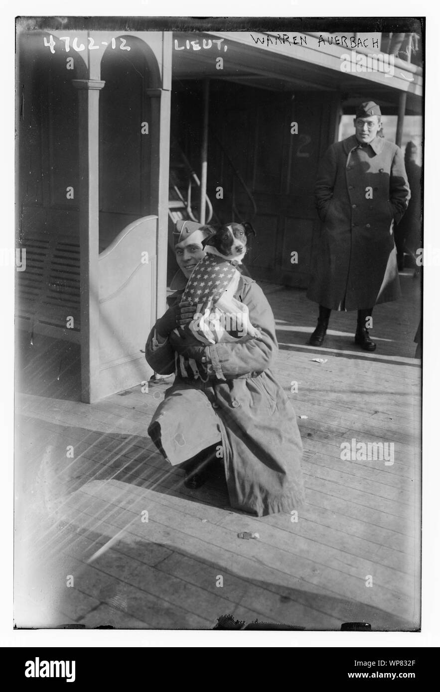 Lieutenant Warren Auerbach [with pet dog] Stock Photo