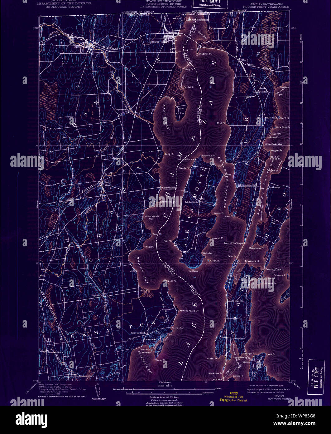 New York NY Rouses Point 129240 1907 62500 Inverted Restoration Stock Photo Alamy