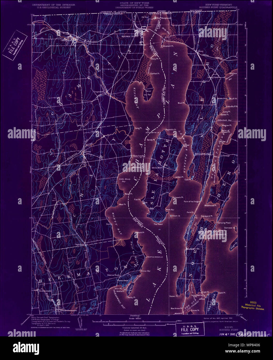 New York NY Rouses Point 148370 1907 62500 Inverted Restoration Stock