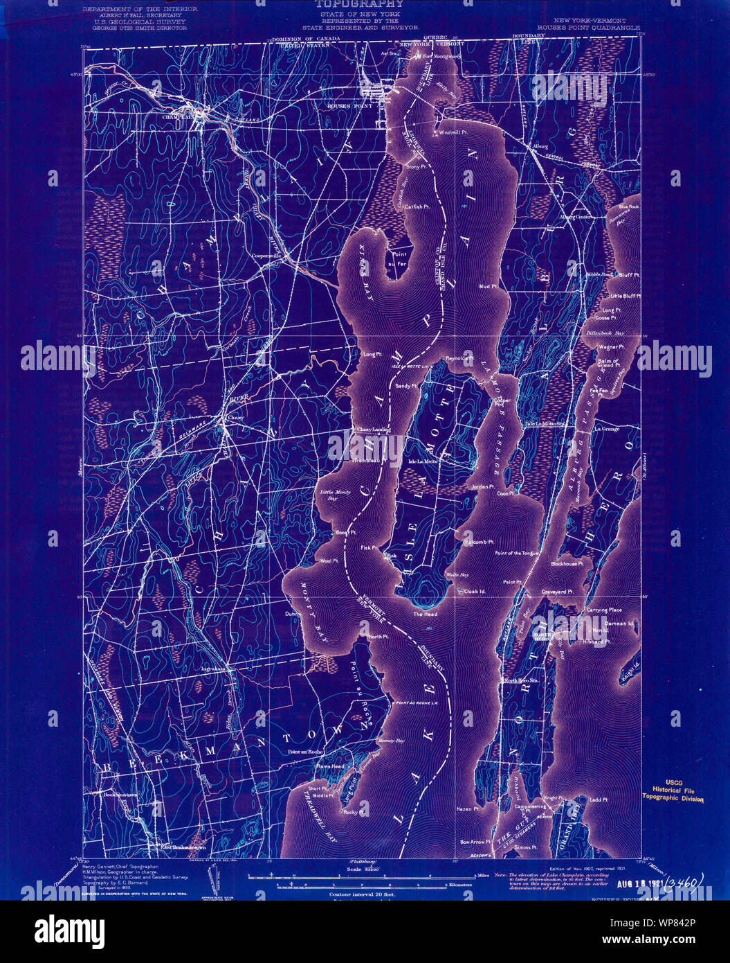 New York NY Rouses Point 148374 1907 62500 Inverted Restoration Stock