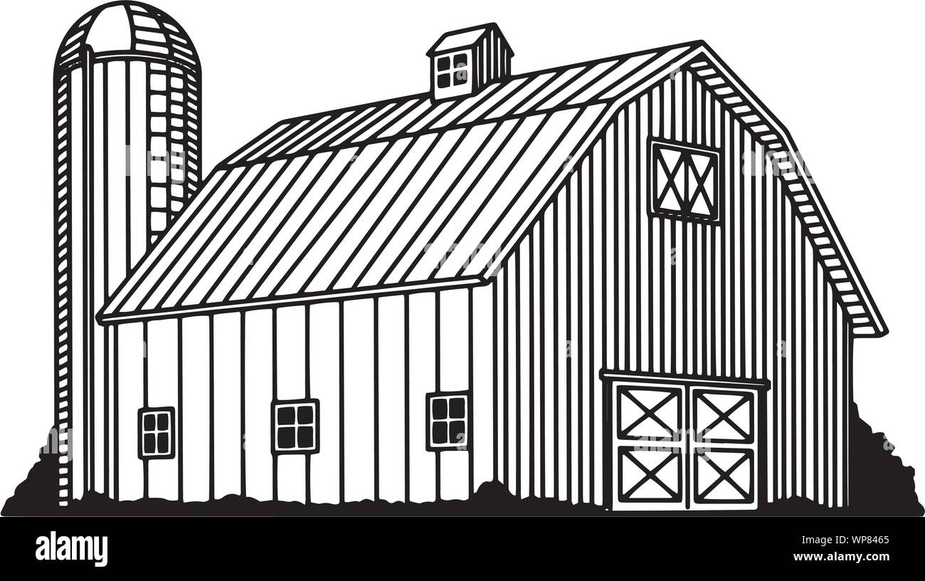 Illustration of a traditional barn and silo Stock Vector Image & Art