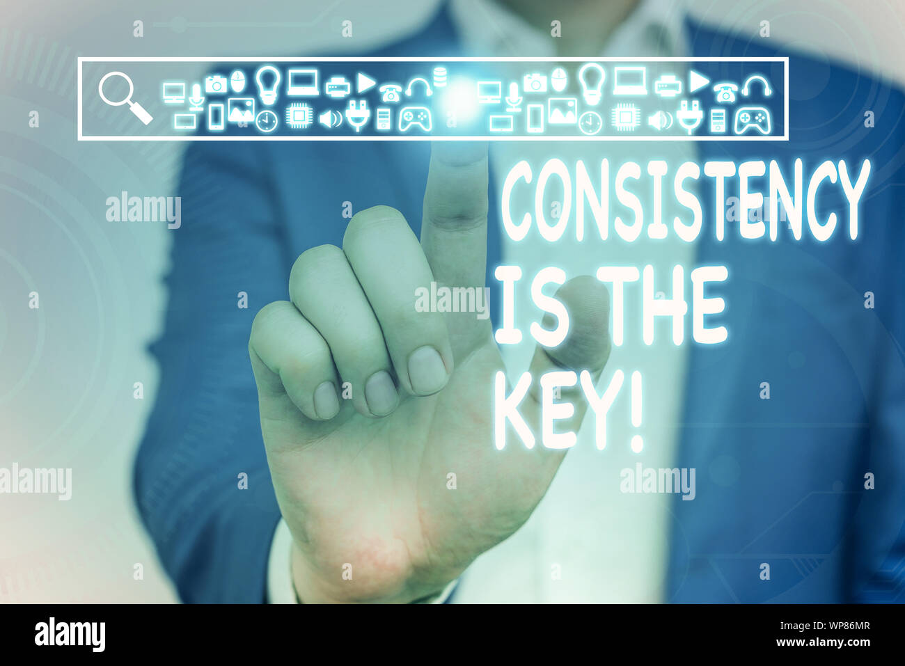 Conceptual hand writing showing Consistency Is The Key. Concept meaning ...