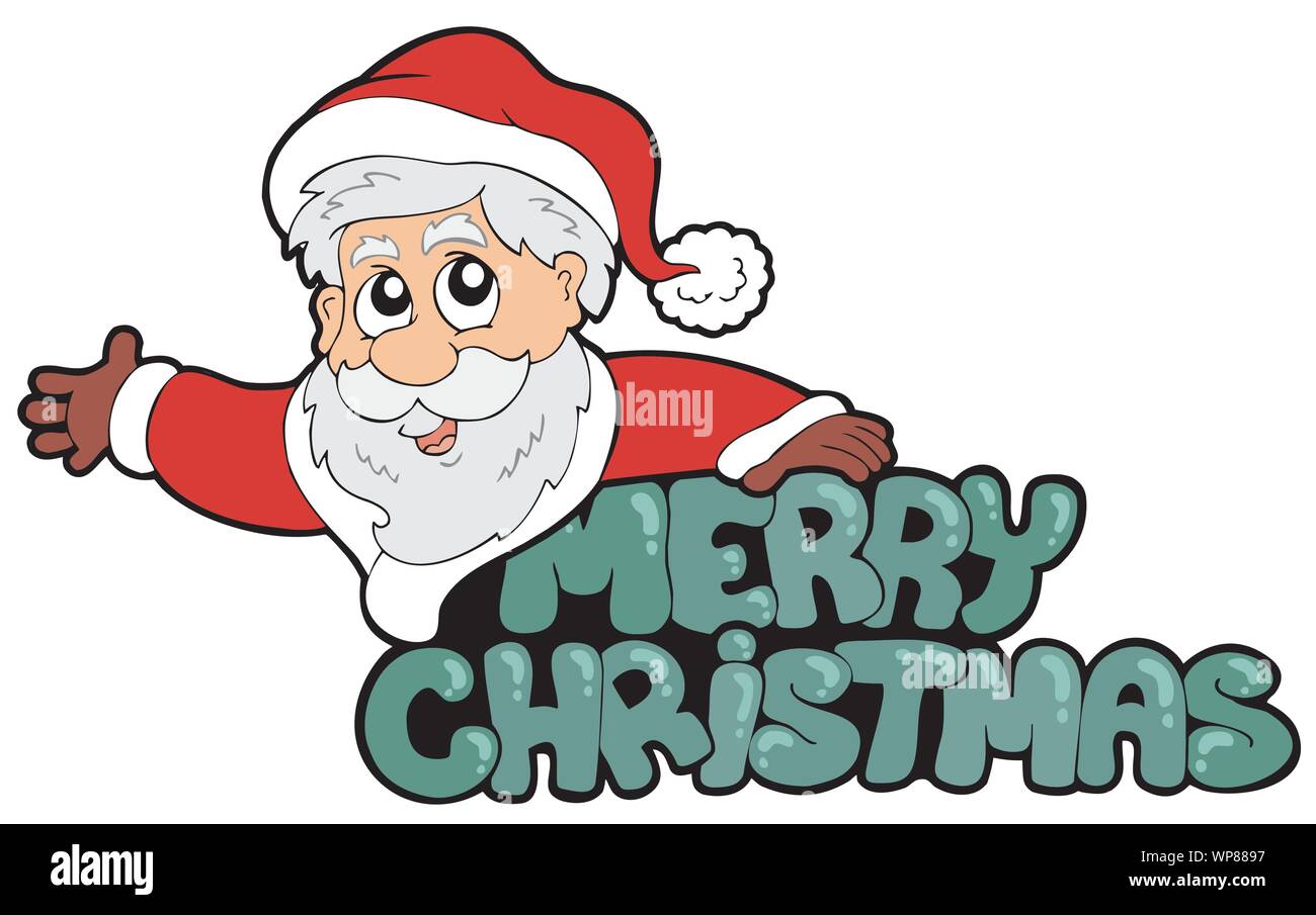 Merry Christmas sign with Santa Stock Vector Image &amp; Art - Alamy