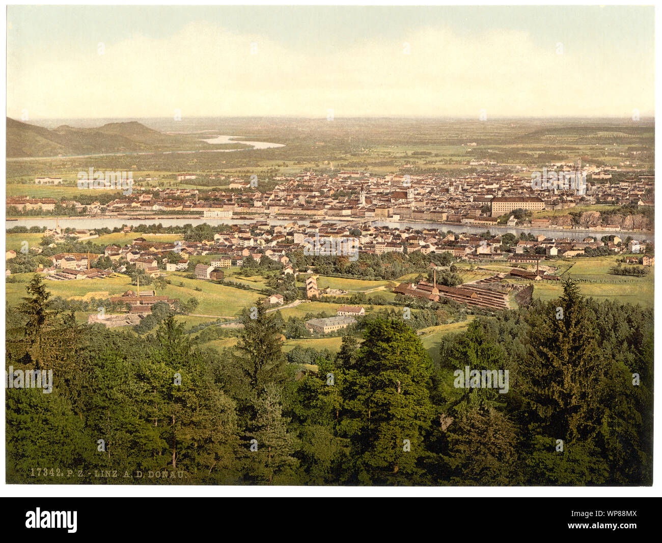 Lintz (i.e., Linz), general view, Upper Austria, Austro-Hungary; Print ...