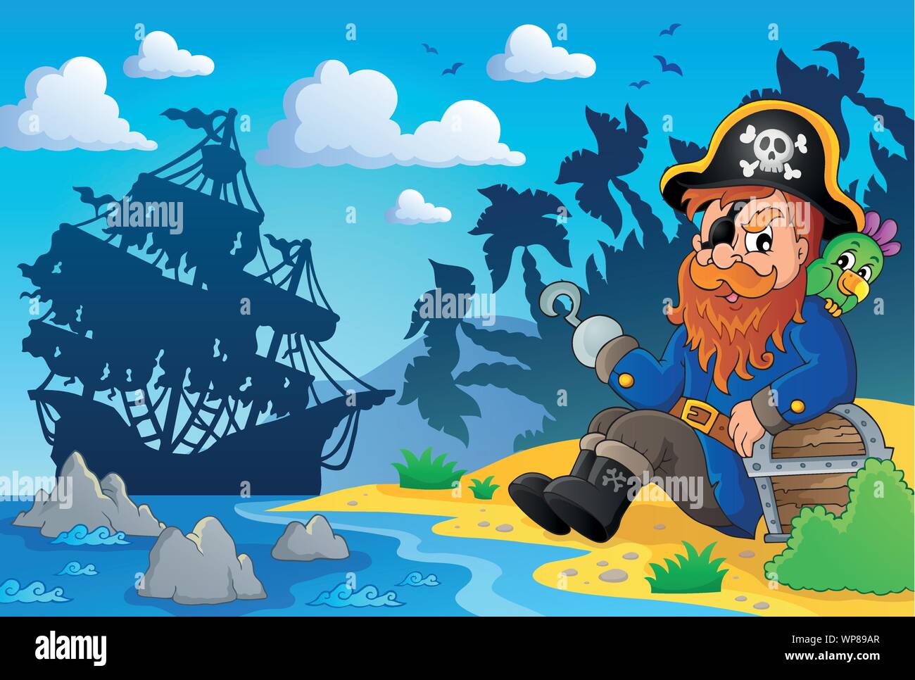 Sitting pirate theme image 2 Stock Vector