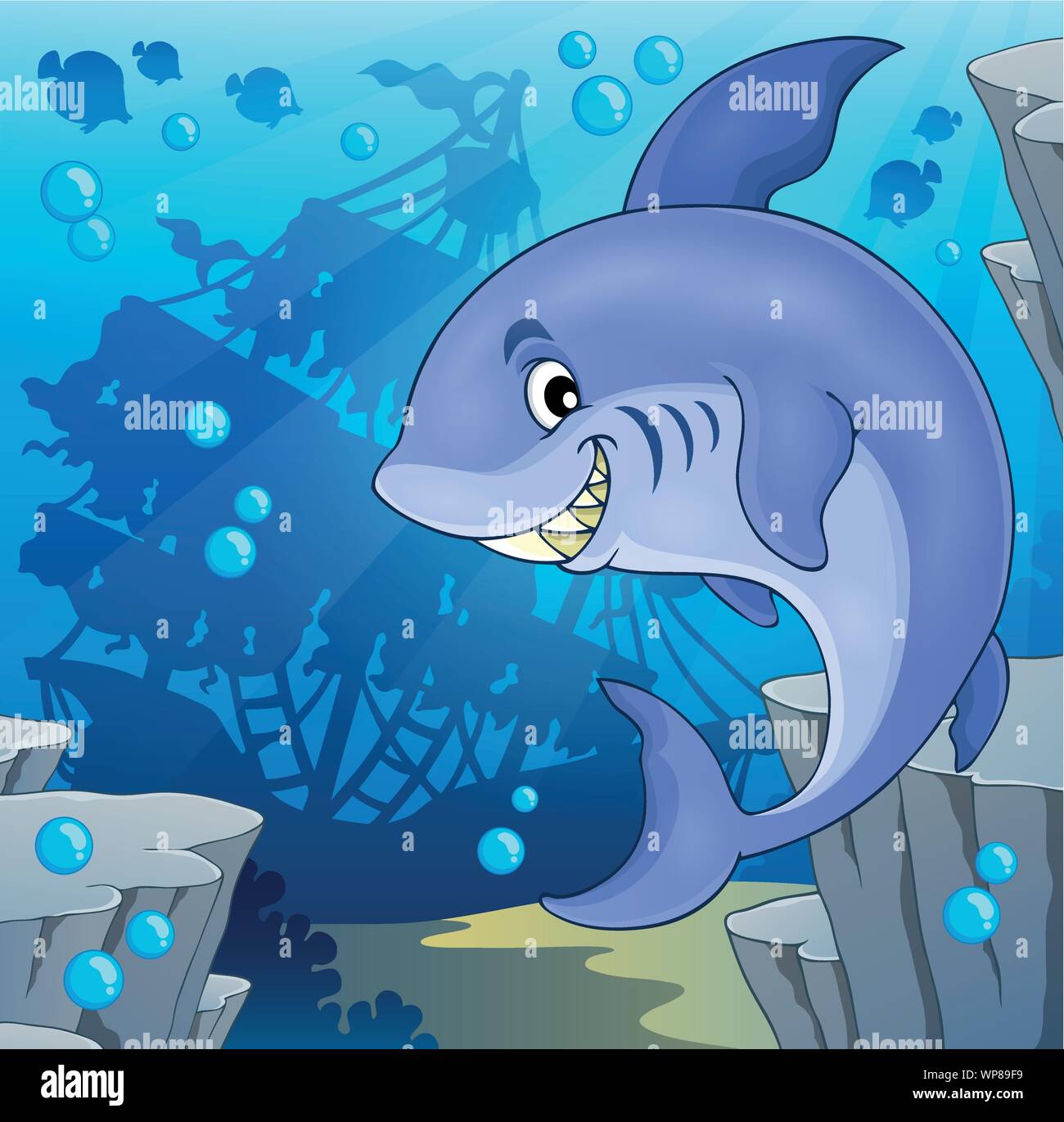 Image with shark theme 4 Stock Vector