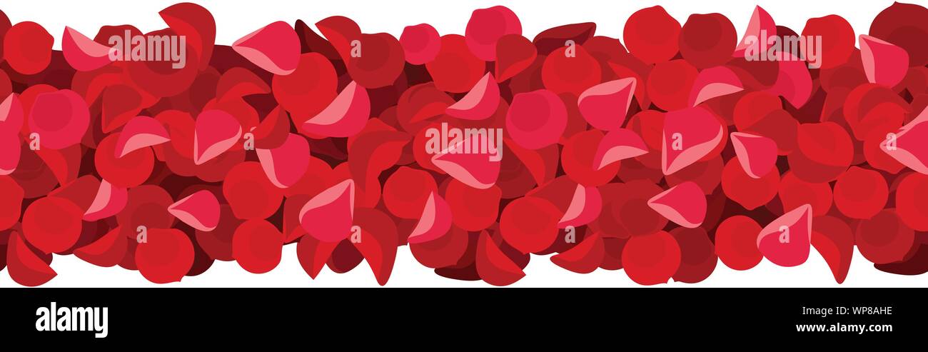 Vector horizontal seamless background with red rose petals Stock Vector ...