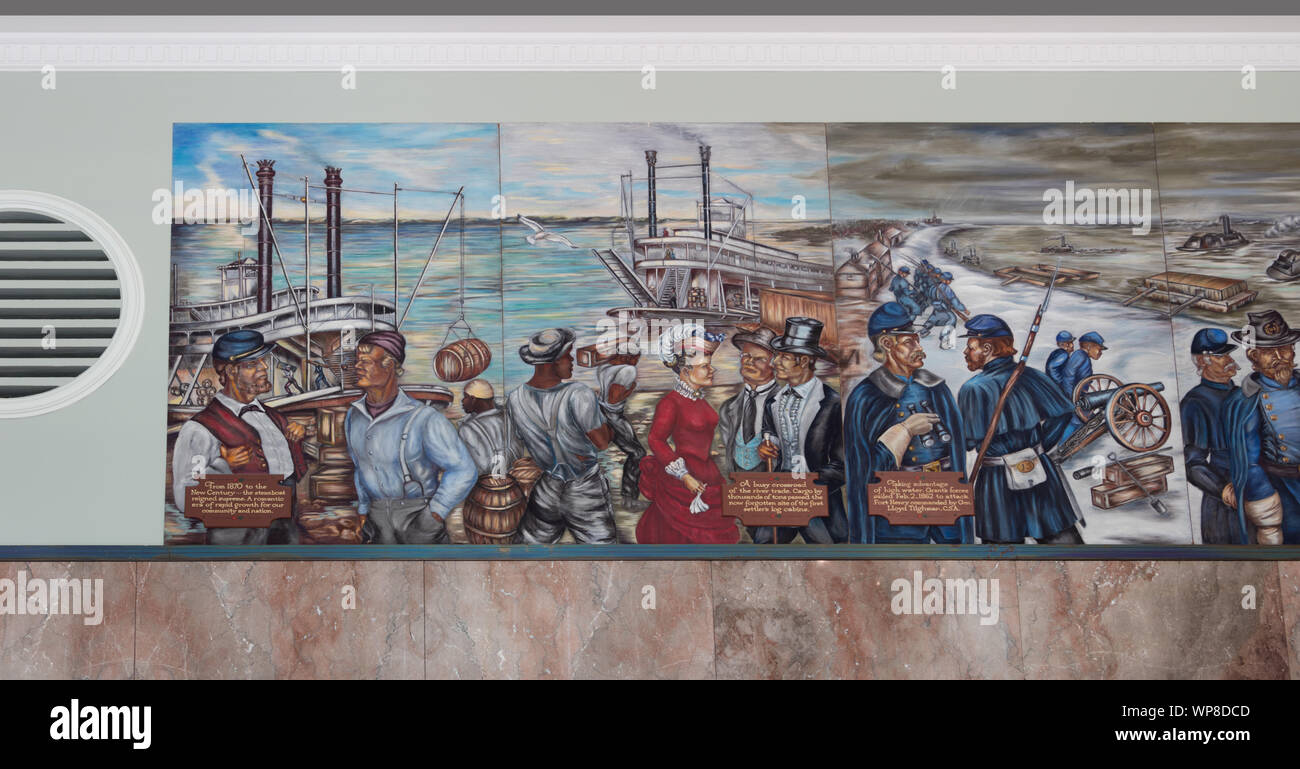 Lobby murals. Federal Building and U.S. Courthouse, Paducah, Kentucky