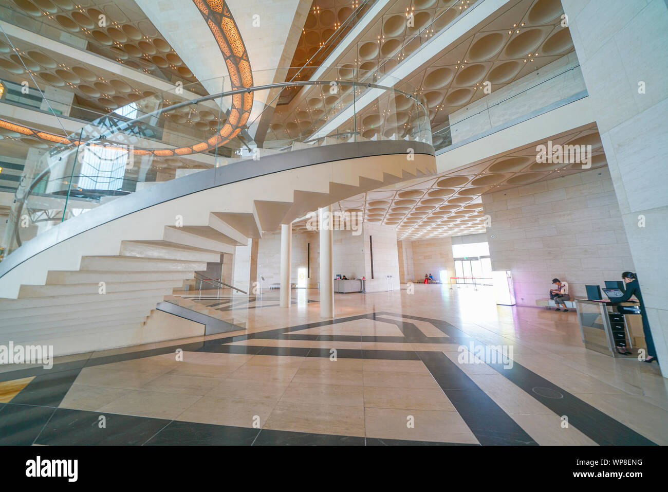 DOHA QATAR JULY 11 2019; Museum of Islamic Arts interior design and