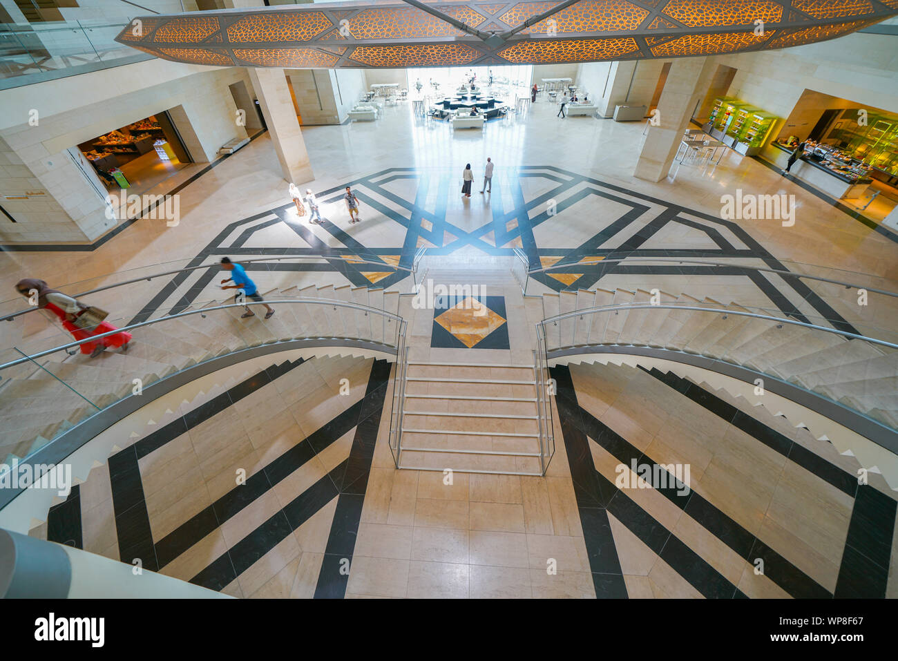 DOHA QATAR JULY 11 2019; Museum of Islamic Arts interior design and