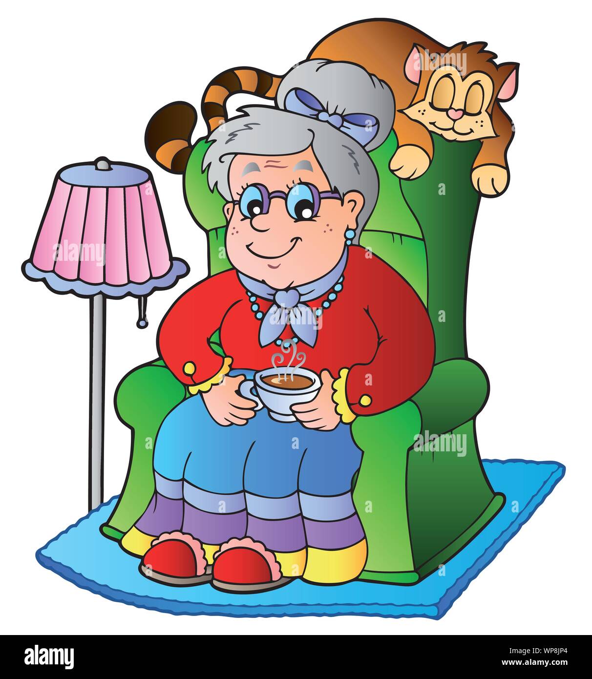 Cartoon grandma sitting in armchair Stock Vector Image & Art - Alamy