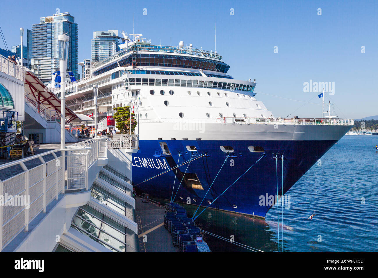 Celebrity Millennium cruise ship in Vancouver departing on a