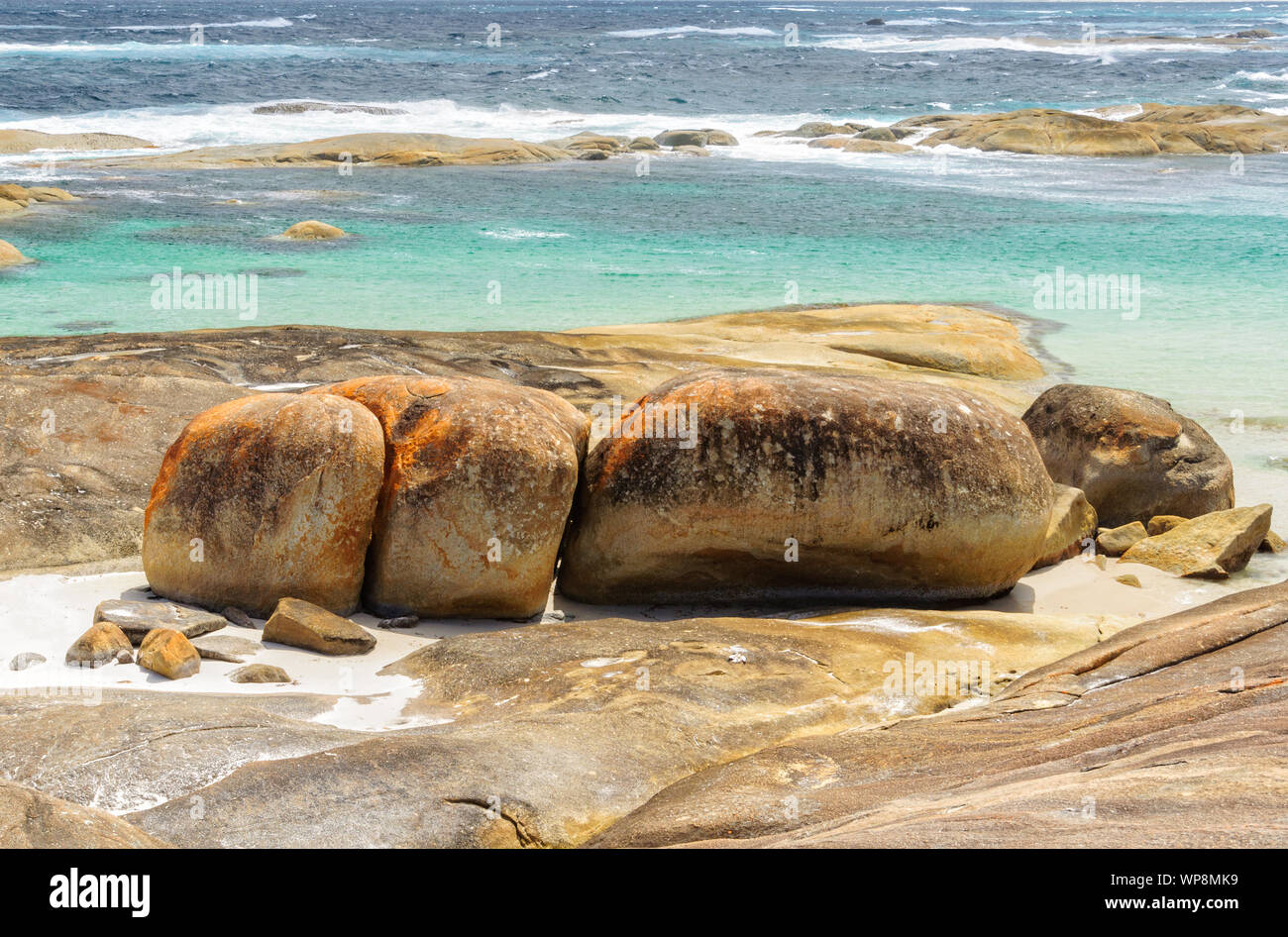 Granite boulders and  turquoise green water at Greens Pool in William Bay National Park - Denmark, WA, Australia Stock Photo