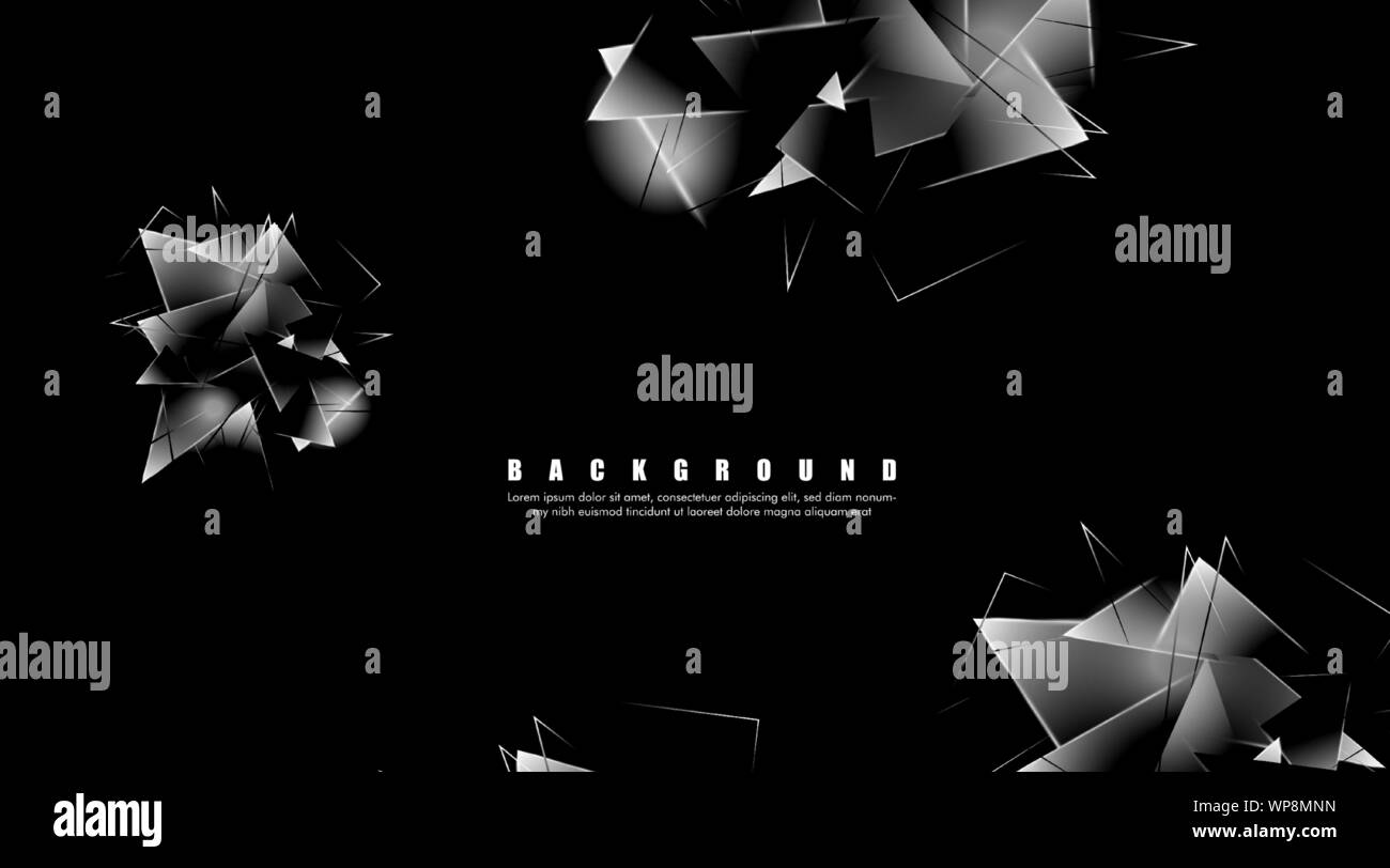 abstract background with glowing triangles that overlap. isolated black ...