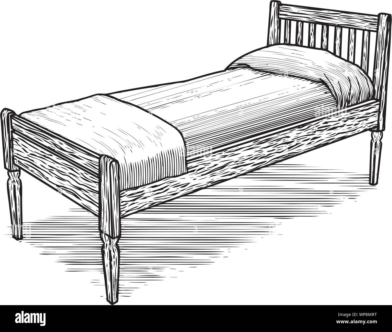 Woodcut illustration of an old bed Stock Vector Image & Art Alamy
