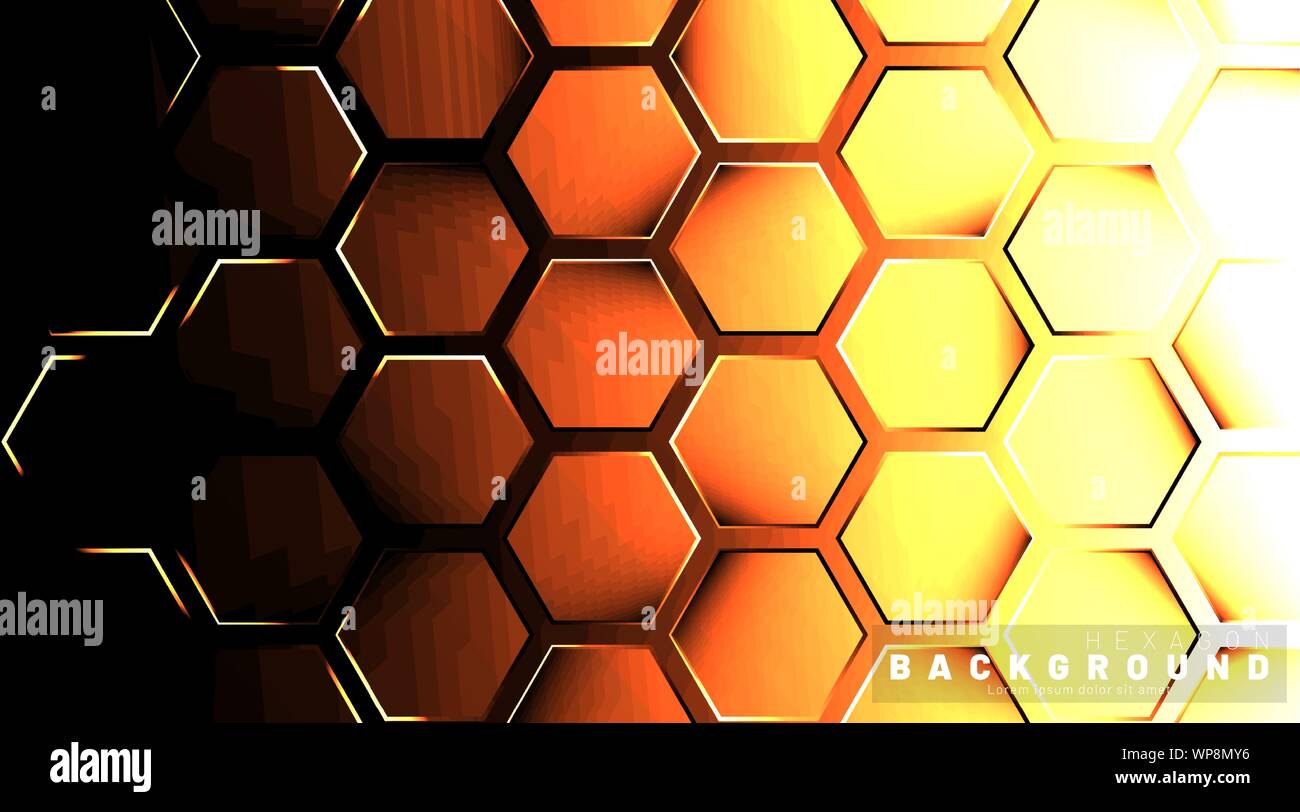 Abstract hexagon gradient colorful light pattern with a dark background ...