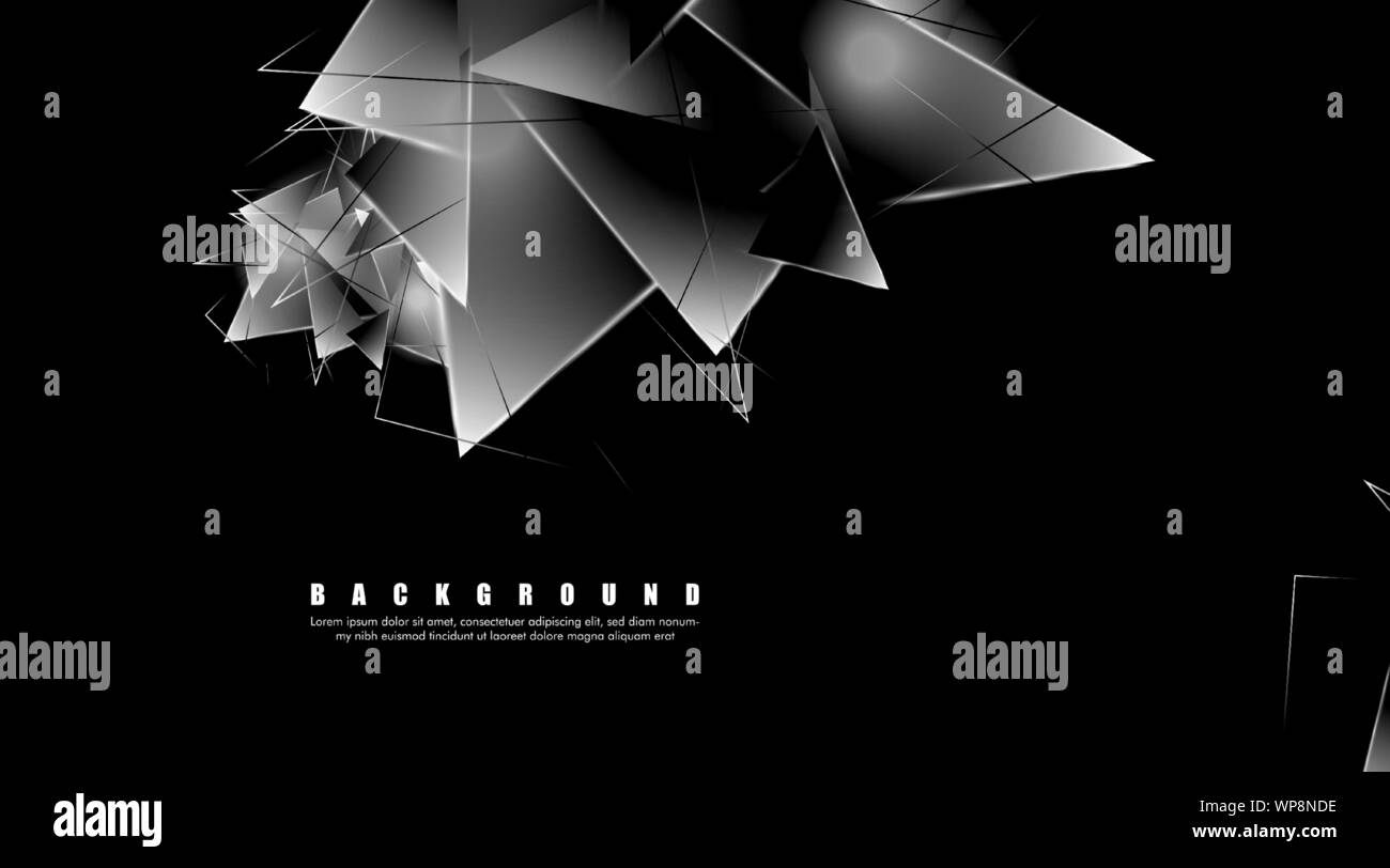 abstract background with glowing triangles that overlap. isolated black ...