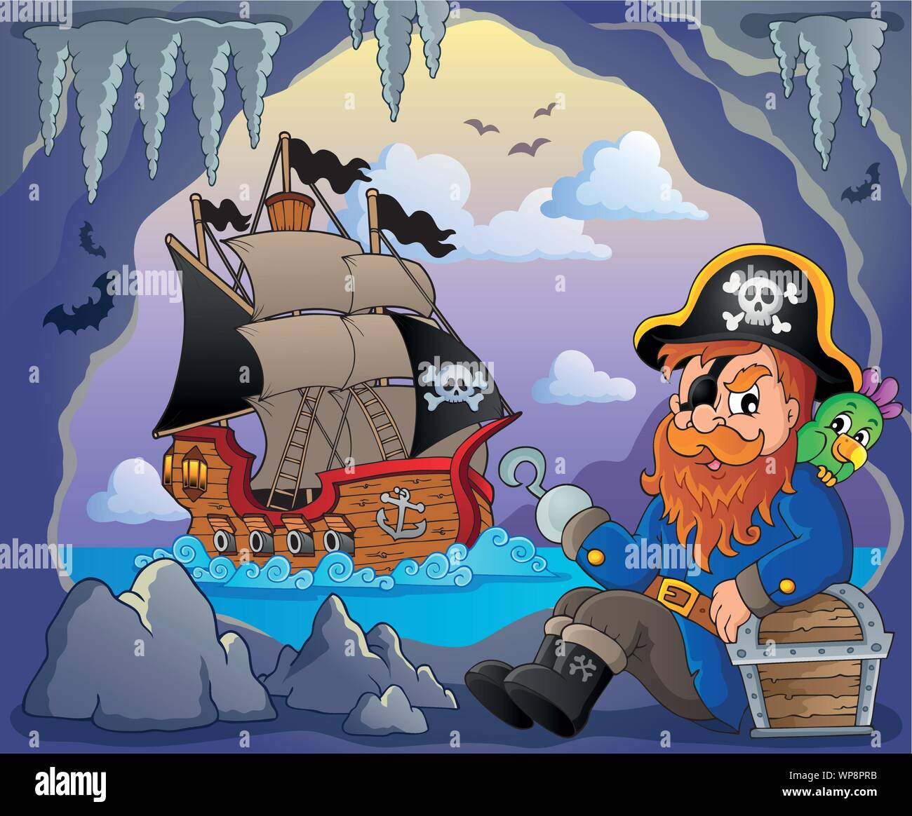 Sitting pirate theme image 5 Stock Vector
