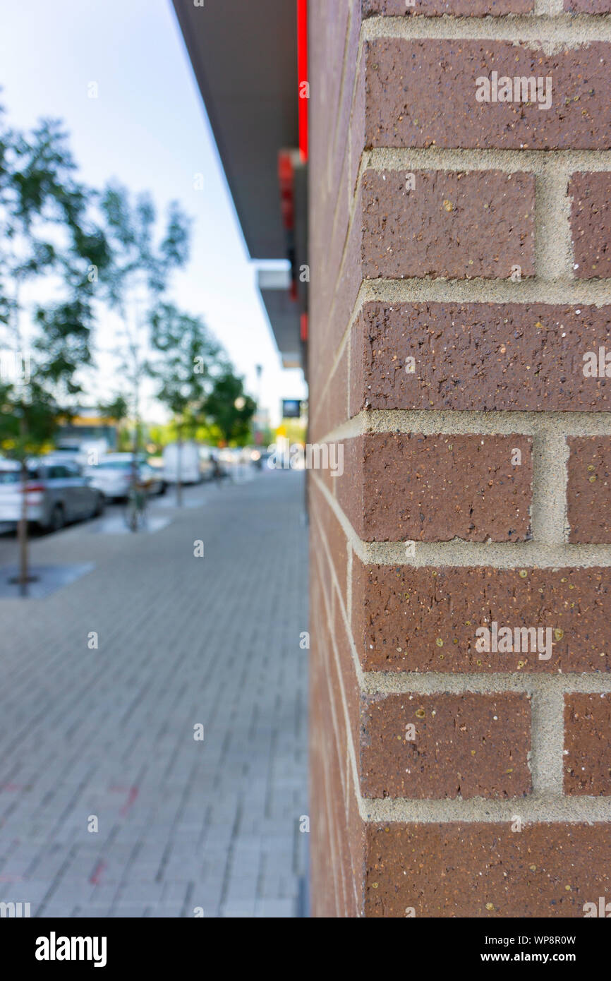 Brick wall on street Corner in downtown Calgary Stock Photo Alamy