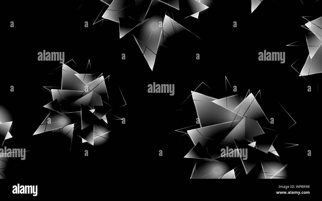 abstract background with glowing triangles that overlap. isolated black ...